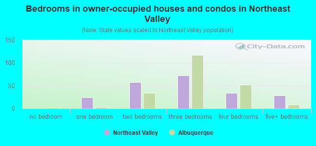 Bedrooms in owner-occupied houses and condos in Northeast Valley