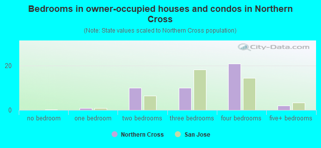 Bedrooms in owner-occupied houses and condos in Northern Cross