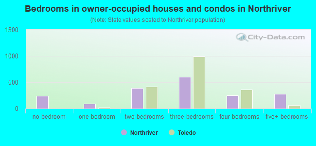 Bedrooms in owner-occupied houses and condos in Northriver