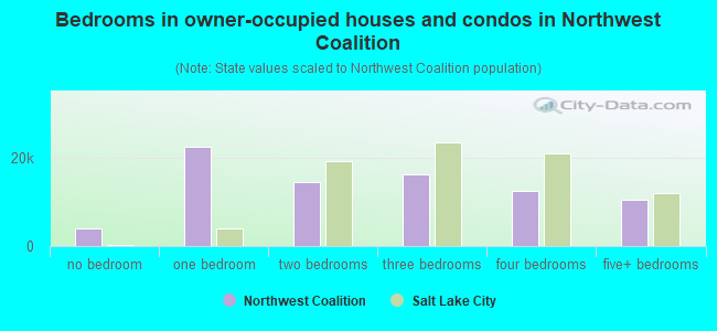 Bedrooms in owner-occupied houses and condos in Northwest Coalition