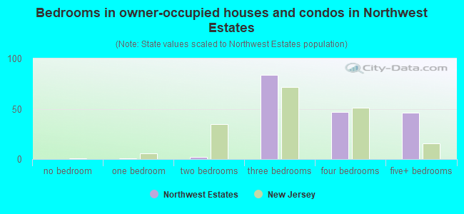Bedrooms in owner-occupied houses and condos in Northwest Estates