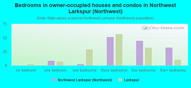 Bedrooms in owner-occupied houses and condos in Northwest Larkspur (Northwest)