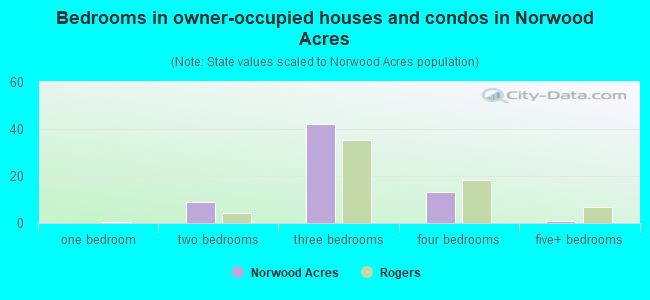 Bedrooms in owner-occupied houses and condos in Norwood Acres