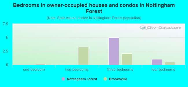Bedrooms in owner-occupied houses and condos in Nottingham Forest