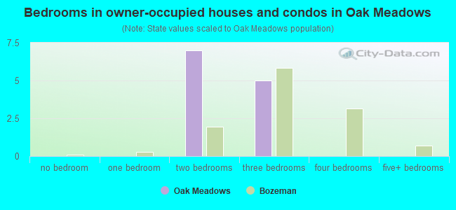 Bedrooms in owner-occupied houses and condos in Oak Meadows