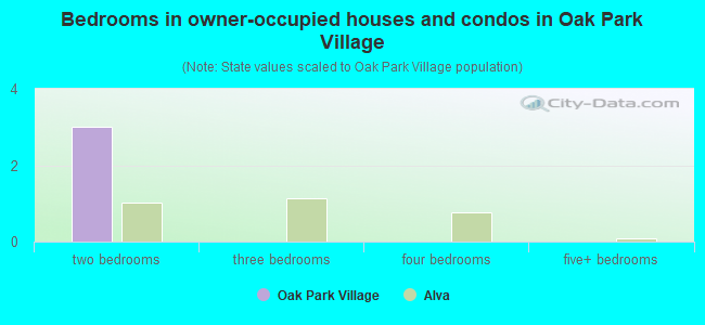 Bedrooms in owner-occupied houses and condos in Oak Park Village