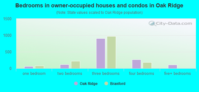 Bedrooms in owner-occupied houses and condos in Oak Ridge