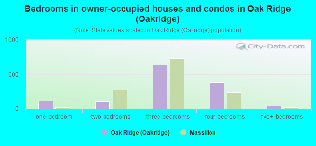 Bedrooms in owner-occupied houses and condos in Oak Ridge (Oakridge)