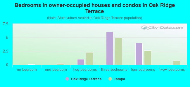 Bedrooms in owner-occupied houses and condos in Oak Ridge Terrace