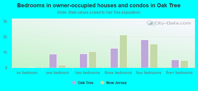 Bedrooms in owner-occupied houses and condos in Oak Tree