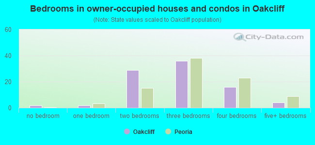 Bedrooms in owner-occupied houses and condos in Oakcliff