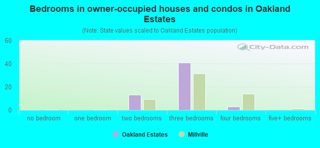 Bedrooms in owner-occupied houses and condos in Oakland Estates