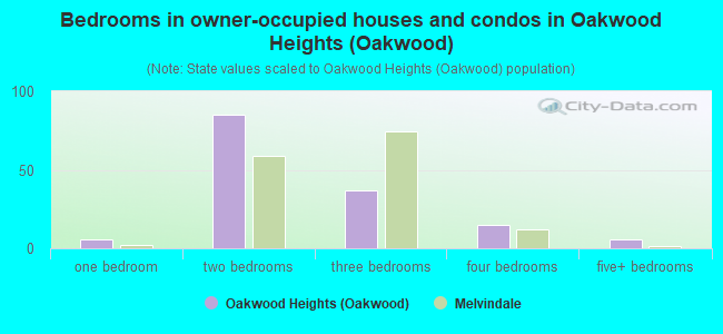 Bedrooms in owner-occupied houses and condos in Oakwood Heights (Oakwood)