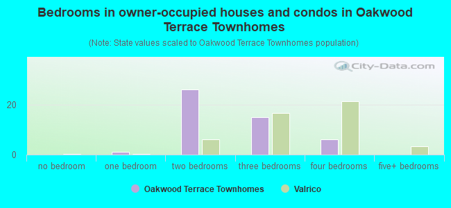 Bedrooms in owner-occupied houses and condos in Oakwood Terrace Townhomes