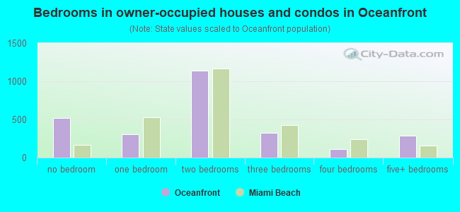 Bedrooms in owner-occupied houses and condos in Oceanfront