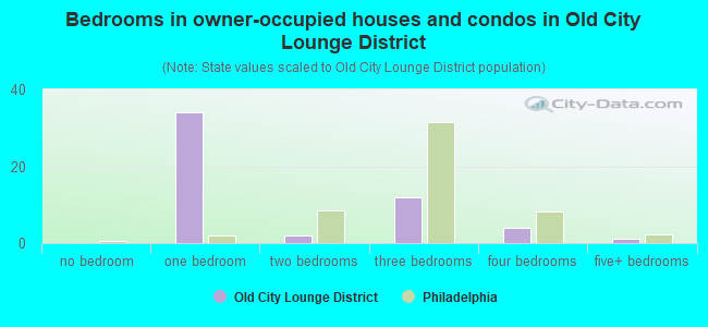 Bedrooms in owner-occupied houses and condos in Old City Lounge District