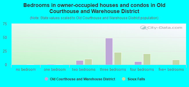Bedrooms in owner-occupied houses and condos in Old Courthouse and Warehouse District