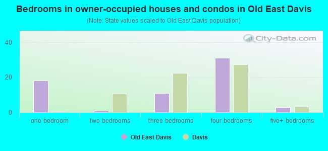 Bedrooms in owner-occupied houses and condos in Old East Davis