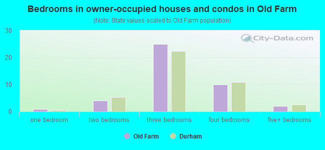 Bedrooms in owner-occupied houses and condos in Old Farm