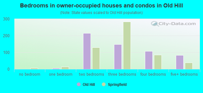 Bedrooms in owner-occupied houses and condos in Old Hill