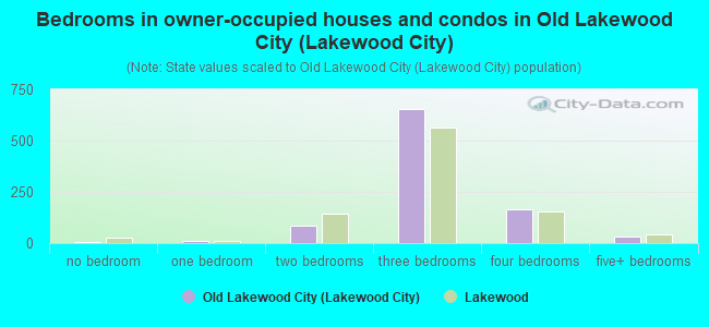 Bedrooms in owner-occupied houses and condos in Old Lakewood City (Lakewood City)