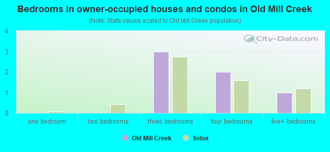 Bedrooms in owner-occupied houses and condos in Old Mill Creek