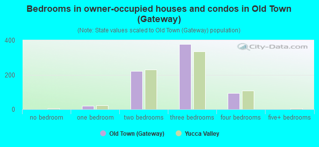 Bedrooms in owner-occupied houses and condos in Old Town (Gateway)