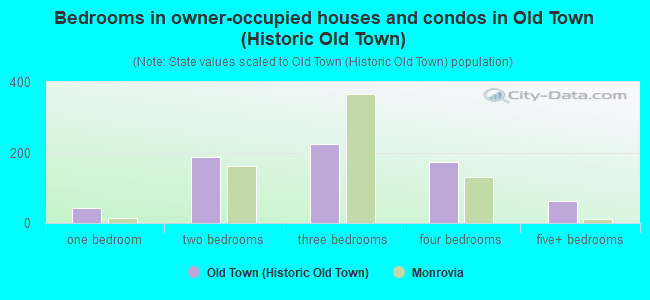 Bedrooms in owner-occupied houses and condos in Old Town (Historic Old Town)