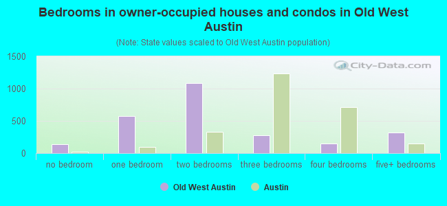 Bedrooms in owner-occupied houses and condos in Old West Austin