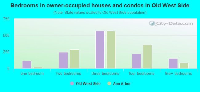 Bedrooms in owner-occupied houses and condos in Old West Side