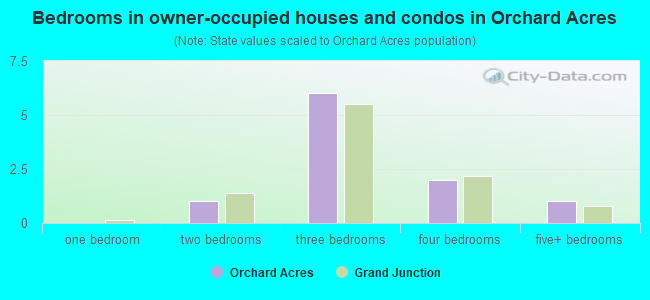 Bedrooms in owner-occupied houses and condos in Orchard Acres