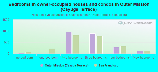 Bedrooms in owner-occupied houses and condos in Outer Mission (Cayuga Terrace)