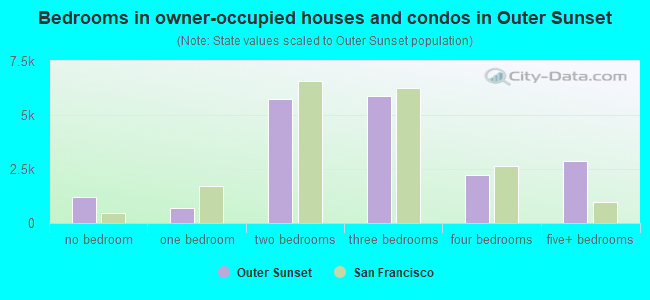 Bedrooms in owner-occupied houses and condos in Outer Sunset