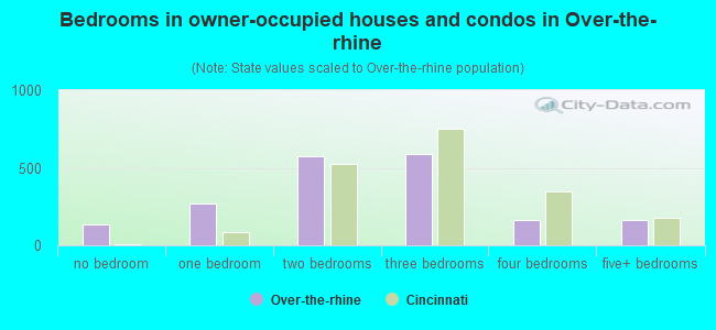 Bedrooms in owner-occupied houses and condos in Over-the-rhine