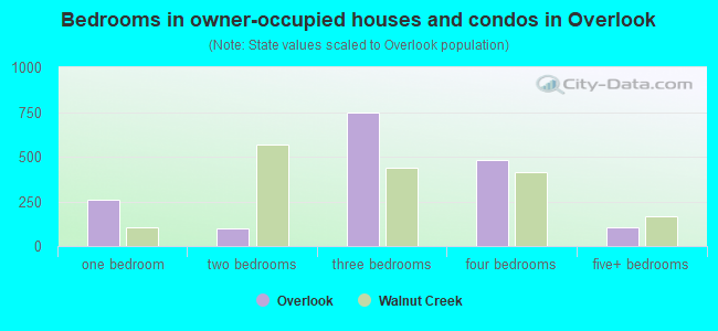 Bedrooms in owner-occupied houses and condos in Overlook