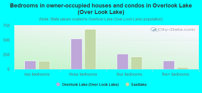 Bedrooms in owner-occupied houses and condos in Overlook Lake (Over Look Lake)