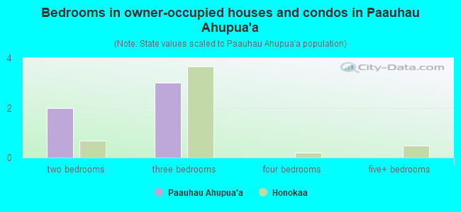 Bedrooms in owner-occupied houses and condos in Paauhau Ahupua`a