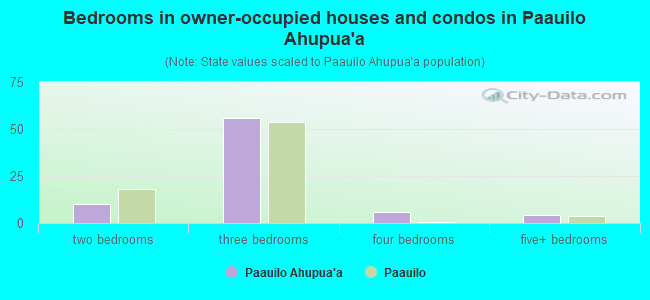 Bedrooms in owner-occupied houses and condos in Paauilo Ahupua`a