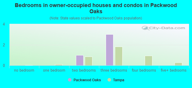 Bedrooms in owner-occupied houses and condos in Packwood Oaks