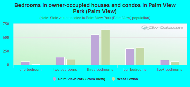 Bedrooms in owner-occupied houses and condos in Palm View Park (Palm View)