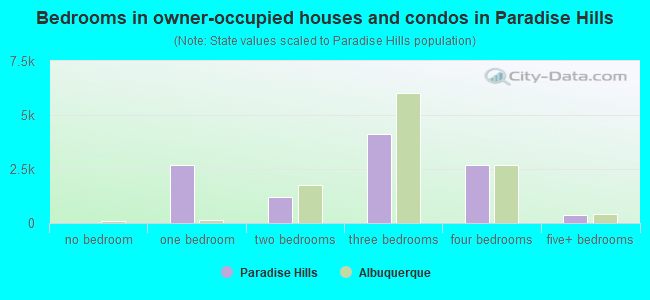 Bedrooms in owner-occupied houses and condos in Paradise Hills