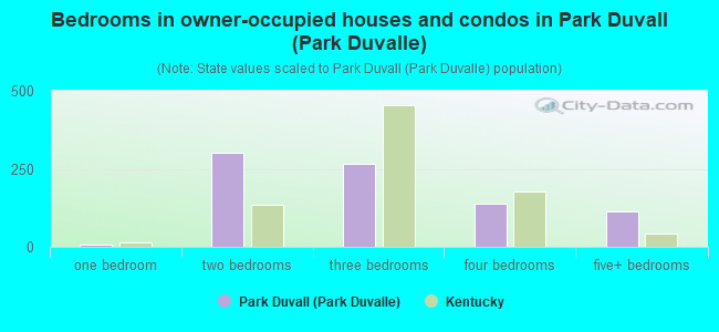 Bedrooms in owner-occupied houses and condos in Park Duvall (Park Duvalle)