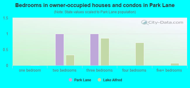 Bedrooms in owner-occupied houses and condos in Park Lane