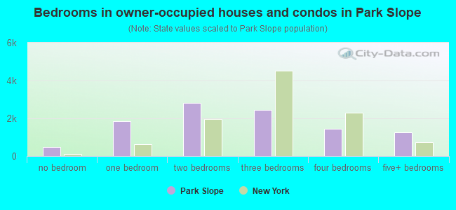 Bedrooms in owner-occupied houses and condos in Park Slope