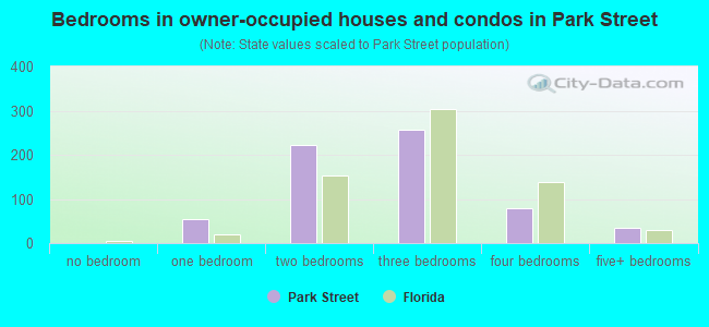 Bedrooms in owner-occupied houses and condos in Park Street