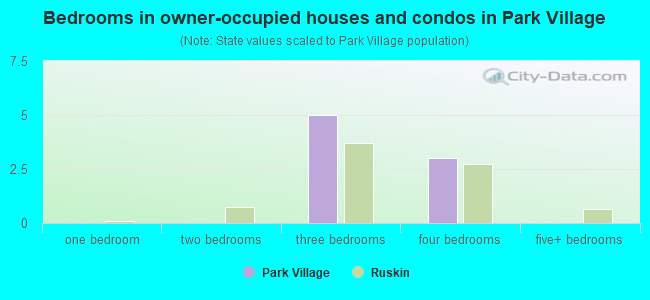Bedrooms in owner-occupied houses and condos in Park Village