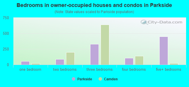 Bedrooms in owner-occupied houses and condos in Parkside