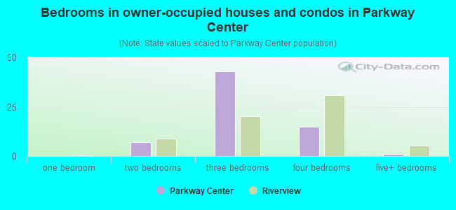 Bedrooms in owner-occupied houses and condos in Parkway Center