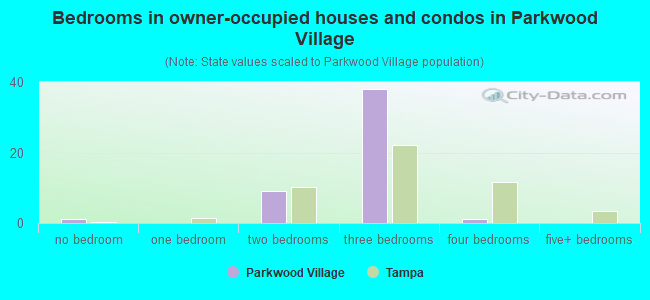 Bedrooms in owner-occupied houses and condos in Parkwood Village