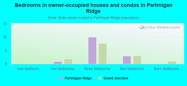 Bedrooms in owner-occupied houses and condos in Partmigan Ridge